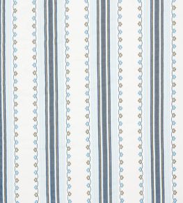 Mabel Stripe Fabric by Nina Campbell Blue/Chocolate