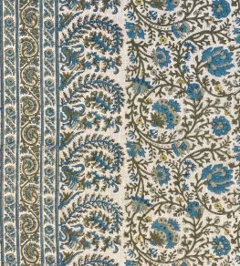 Mallow Border Fabric by Ian Sanderson Sea Kelp