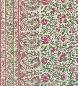 Mallow Border Fabric by Ian Sanderson Thrift Pink