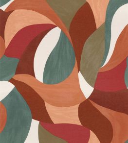Mandorla Wallpaper by Casamance Orange Brulee/Vert Imperial
