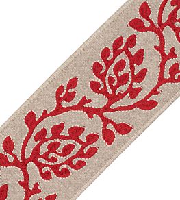 Mare Embroidered Border Trimming by Samuel & Sons Crimson