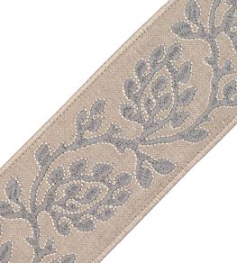 Mare Embroidered Border Trimming by Samuel & Sons Pebble