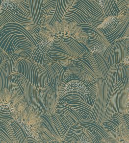 Maree Haute Wallpaper by Casamance Vert Anglais/Dore