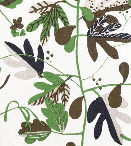Matisse Leaf Fabric by Thibaut Black and Green
