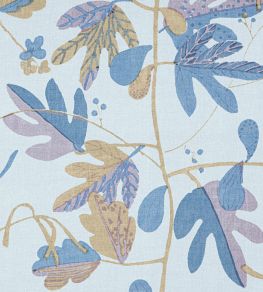 Matisse Leaf Fabric by Thibaut Lavender and Blue
