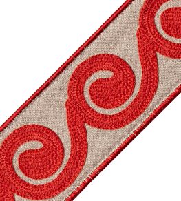 Maui Embroidered Border Trimming by Samuel & Sons Crimson