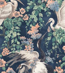 Maurice Fabric by Woodchip & Magnolia Navy/Coral