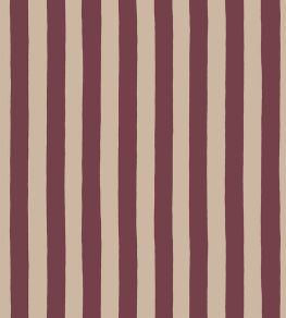 Medium Hand Pained Stripe Wallpaper by Josephine Munsey Red Current and Shiitake