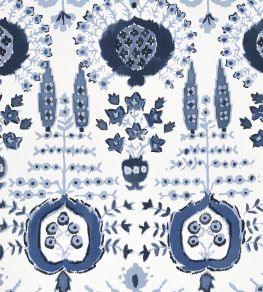 Mendoza Suzani Fabric by Thibaut Blue and White