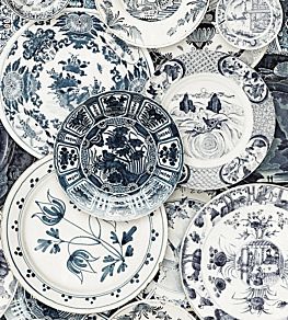 Delftware Wallpaper by MINDTHEGAP Indigo,White