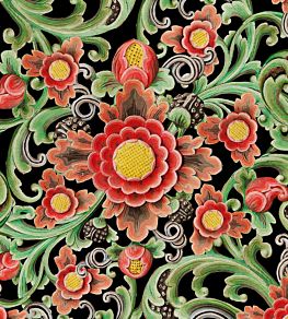 Floral Painting Wallpaper by MINDTHEGAP Black,Green,Red