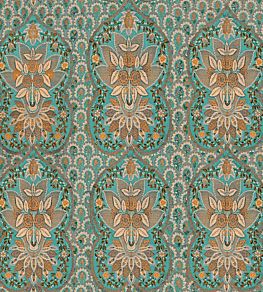 Floral Tapestry Wallpaper by MINDTHEGAP Orange, Taupe, Turquoise