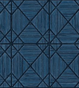 Modern Lattice Wallpaper by Today Interiors Deep Blue