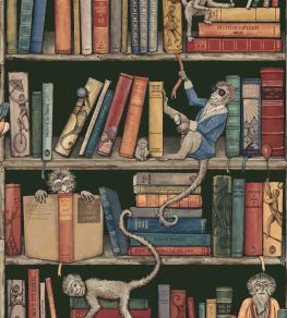 Monkey Library Wallpaper by Brand McKenzie Traditional Green