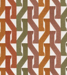 Monogramme Fabric by Casamance Orange Brulee/Olive
