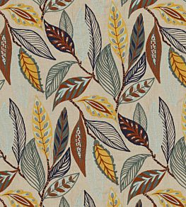 Forest Leaves Fabric by Mulberry Home Indigo/Teal