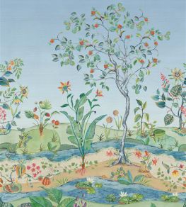 Mythica Mural Grasscloth Mural in Azure by Osborne & Little Azure
