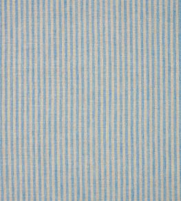 Narrow Stripe Linen Fabric by Volga Linen Cornflower Blue/Natural