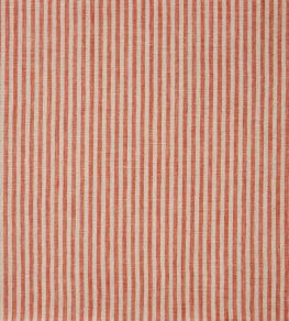 Narrow Stripe Linen Fabric by Volga Linen Terracotta/Natural