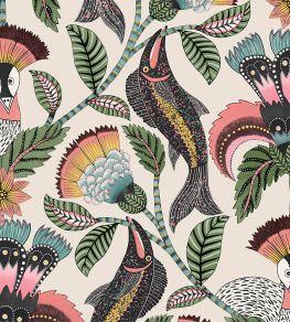 Nene Wallpaper by Cole & Son Coral Sage & Teal on Parchment