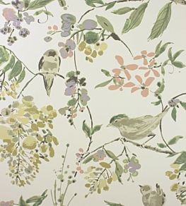 Penglai Wallpaper by Nina Campbell Coral/Lavender/Green