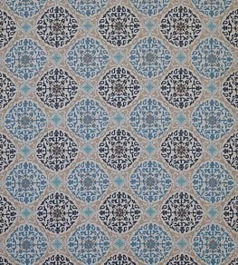 La Moulade Fabric by Nina Campbell Blue/Linen