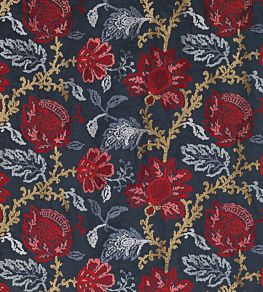 Coromandel Fabric by Nina Campbell Blue/Red/Neutral