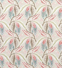 Fontibre Fabric by Nina Campbell Aqua/Coral Red