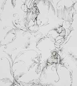 Barbary Toile Wallpaper by Nina Campbell Charcoal