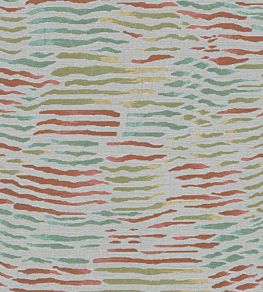 Arles Fabric by Nina Campbell Coral/ Aqua/ Ochre