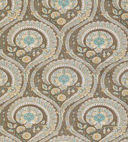 Les Indiennes Fabric by Nina Campbell Taupe/ Aqua/ Yellow