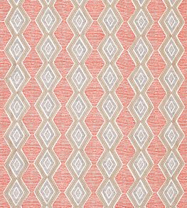 Belle Ile Fabric by Nina Campbell Coral/Beige/Choc