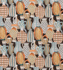 Collioure Fabric by Nina Campbell Chocolate/Orange