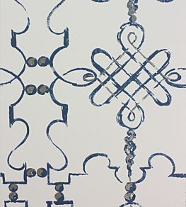 Portavo Wallpaper by Nina Campbell Indigo/Ivory