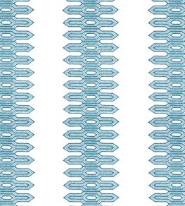 Nola Stripe Embroidery Fabric by Thibaut Aqua
