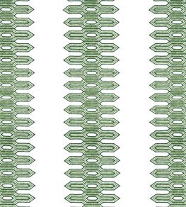 Nola Stripe Embroidery Fabric by Thibaut Green