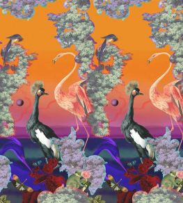 Novafrica Sunset Scene 1 Mural in Tangerine by Christian Lacroix Tangerine