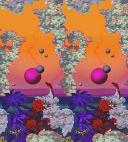 Novafrica Sunset Scene 2 Mural in Tangerine by Christian Lacroix Tangerine