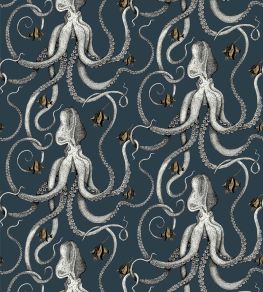 Octopoda Grand Wallpaper by Josephine Munsey Deep Sea Blue
