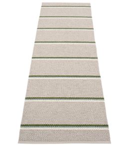 Olle Runner Rug by Pappelina Green/Background Linen