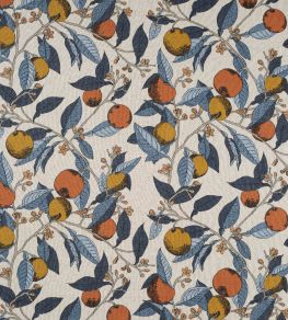 Orange Grove Fabric by James Hare Tangelo Blue