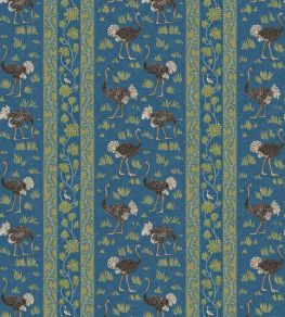 Ostrich Stripe Wallpaper by Josephine Munsey Bright Blue