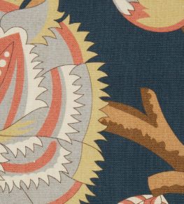 Palampore Trail in Landsdowne Linen Fabric by Liberty Pewter Blue
