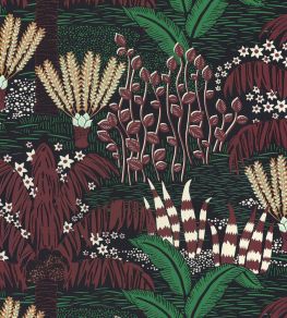 Palmeraie Wallpaper by Caselio Noir Bordeaux