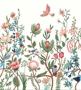 Luna Mural by Caselio Rose Vert Fond Blanc