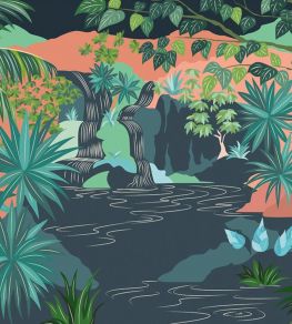 Tropical Falls Mural by Caselio Vert Corail