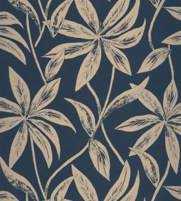 Paradisio Wallpaper by Caselio Bleu Nuit Dore
