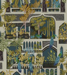 Peacock Arches Wallpaper by Josephine Munsey Dark Teal