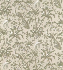 Peacock Toile Fabric by Anna French Green on Natural
