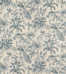 Peacock Toile Fabric by Anna French Slate & Black